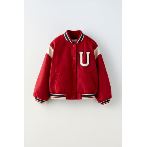 Wool Varsity Bomber Jacket with Patch