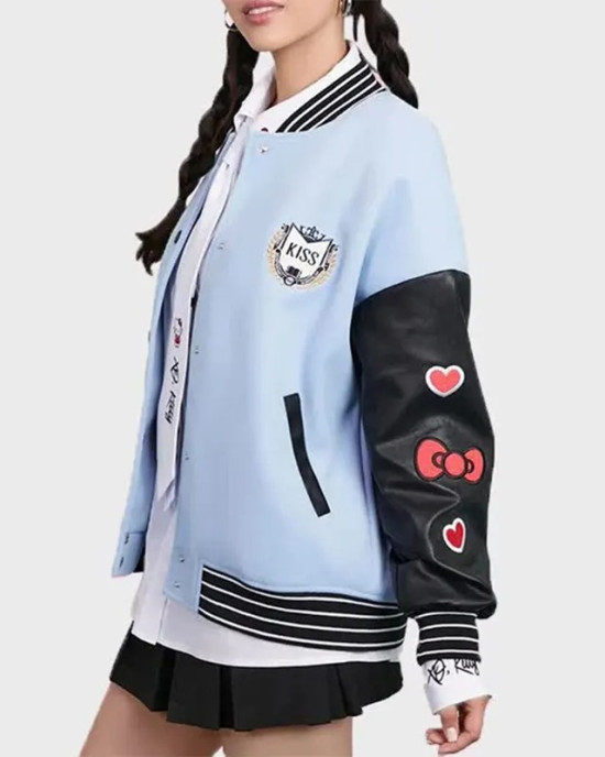 XO Kitty Hello Kitty Blue Wool Varsity Jacket XO Kitty Hello Kitty Blue Wool Varsity Jacket