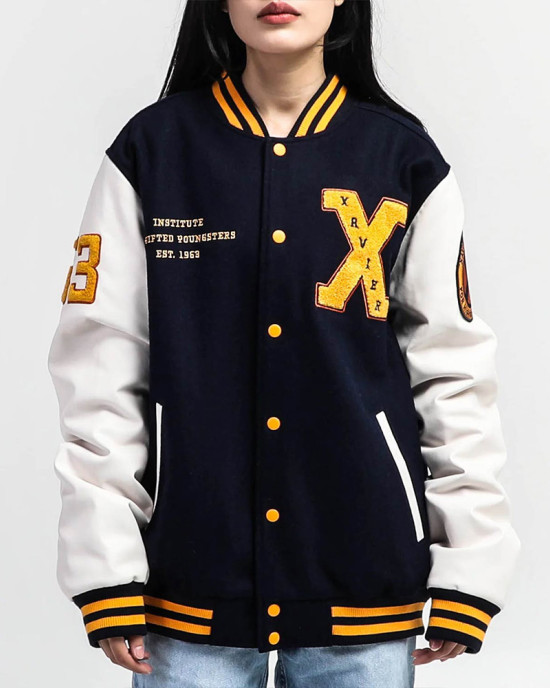 Xavier Institute Black and White Varsity Jacket Xavier Institute Black and White Varsity Jacket