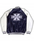 Xavier University Navy Blue and White Varsity Satin Jacket