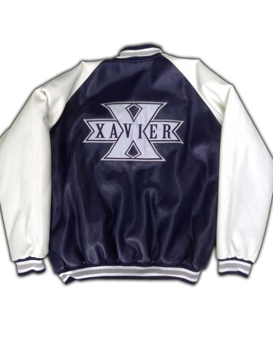 Xavier University Navy Blue and White Varsity Satin Jacket Xavier University Navy Blue and White Varsity Satin Jacket