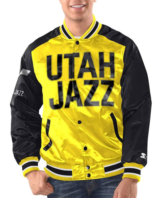 Yellow Black Utah Jazz Renegade Varsity Satin Jacket Yellow Black Utah Jazz Renegade Varsity Satin Jacket