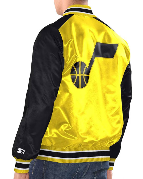 Yellow Black Utah Jazz Renegade Varsity Satin Jacket Yellow Black Utah Jazz Renegade Varsity Satin Jacket