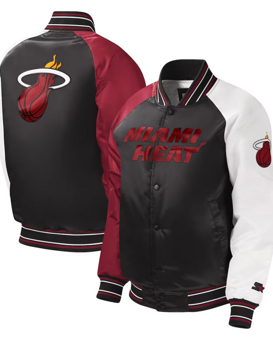 Youth Miami Heat Black Satin Jacket Youth Miami Heat Black Satin Jacket
