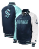 Youth Seattle Kraken Raglan Full-snap Varsity Satin Jacket Youth Seattle Kraken Raglan Full-snap Varsity Satin Jacket