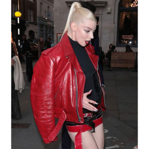A Mad Max Saga Furiosa Red Leather Jacket