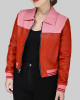 After Midnight Taylor Tomlinson Full-Zip Pink and Red Leather Jacket