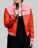 After Midnight Taylor Tomlinson Full-Zip Pink and Red Leather Jacket