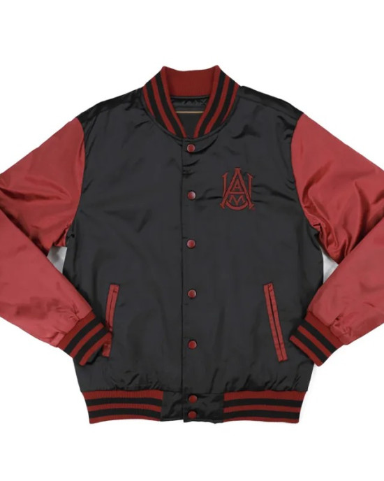 Alabama A&M Black and Maroon Baseball Jacket Alabama A&M Black and Maroon Baseball Jacket