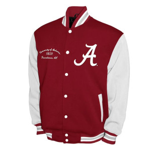 Alabama Crimson Tide Fleece Burgundy and White Varsity Jacket