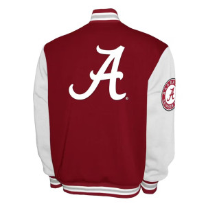 Alabama Crimson Tide Fleece Burgundy and White Varsity Jacket