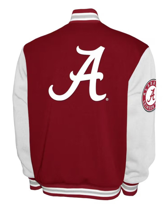 Alabama Crimson Tide Fleece Burgundy and White Varsity Jacket
