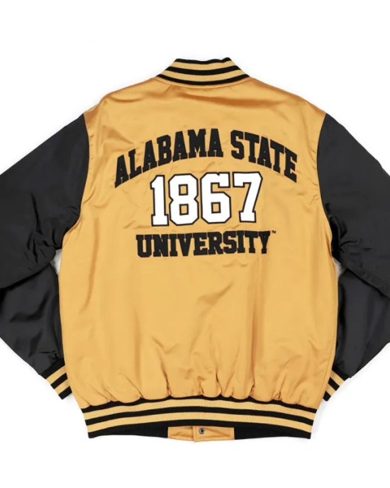 Alabama State Gold and Black Baseball Jacket Alabama State Gold and Black Baseball Jacket