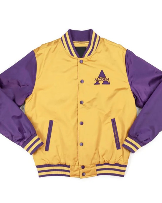 Alcorn State Gold and Purple Baseball Jacket Alcorn State Gold and Purple Baseball Jacket