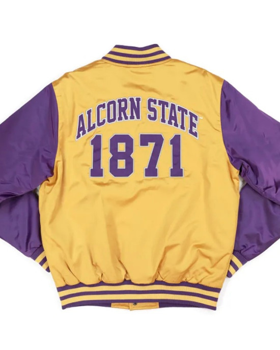 Alcorn State Gold and Purple Baseball Jacket Alcorn State Gold and Purple Baseball Jacket
