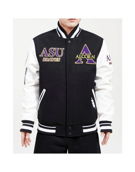 Alcorn State University Black and White Wool Varsity Jacket