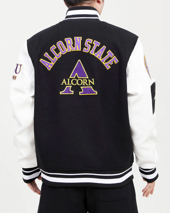Alcorn State University Black and White Wool Varsity Jacket Alcorn State University Black and White Wool Varsity Jacket