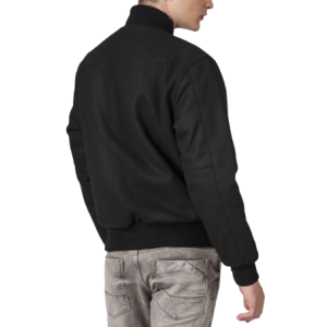 All-Wool Letterman Jacket in Sleek All-Black