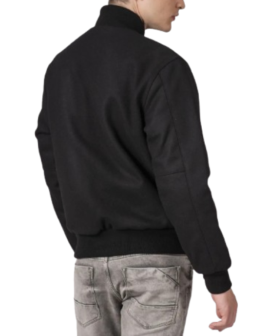 All-Wool Letterman Jacket in Sleek All-Black All-Wool Letterman Jacket in Sleek All-Black