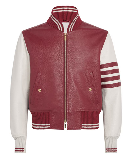 Alton Mason Burgundy and White Varsity Leather Jacket Alton Mason Burgundy and White Varsity Leather Jacket