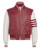 Alton Mason Burgundy and White Varsity Leather Jacket Alton Mason Burgundy and White Varsity Leather Jacket