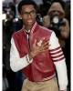 Alton Mason Burgundy and White Varsity Leather Jacket Alton Mason Burgundy and White Varsity Leather Jacket