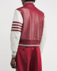 Alton Mason Burgundy and White Varsity Leather Jacket Alton Mason Burgundy and White Varsity Leather Jacket