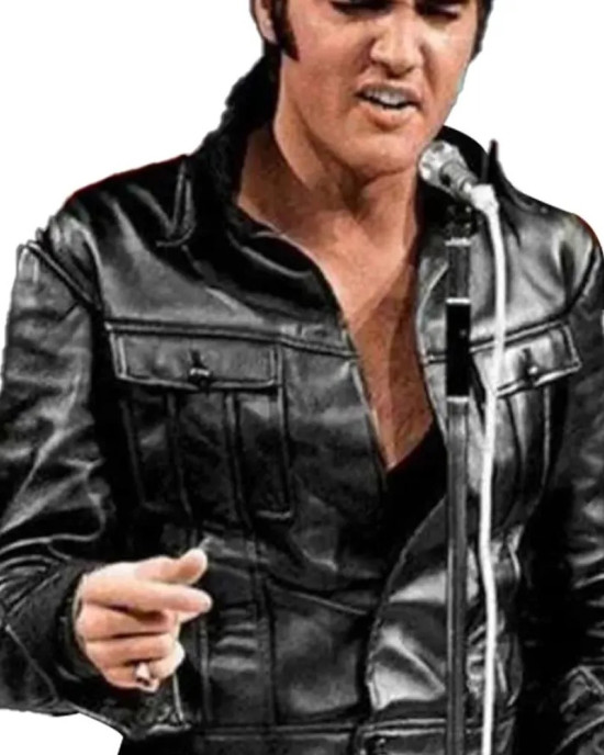 American Singer Elvis Presley Black Leather Jacket American Singer Elvis Presley Black Leather Jacket