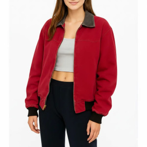 American Sweatshop Daisy Moriarty Bomber Cotton Red Jacket
