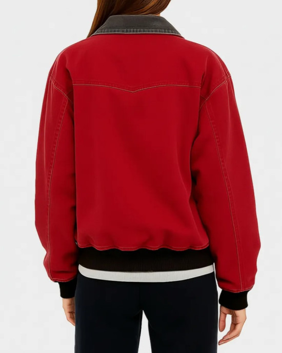 American Sweatshop Daisy Moriarty Bomber Cotton Red Jacket