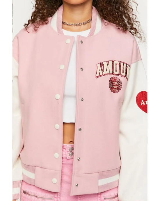 Amour Paris Pink Varsity Jacket Amour Paris Pink Varsity Jacket