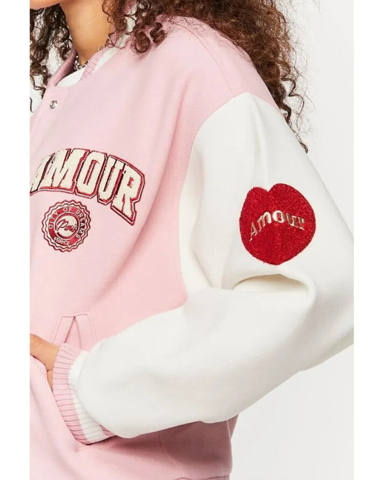 Amour Paris Pink Varsity Jacket Amour Paris Pink Varsity Jacket