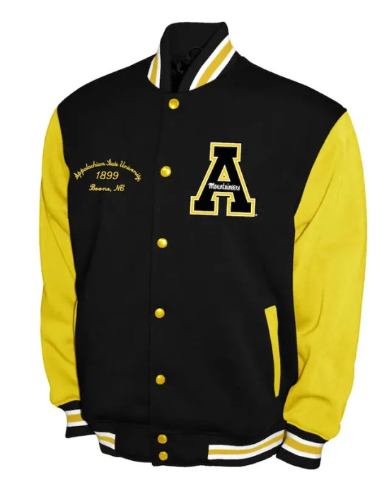 Appalachian State Mountaineers Fleece Black and Gold Varsity Jacket