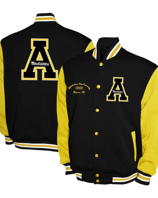 Appalachian State Mountaineers Fleece Black and Gold Varsity Jacket