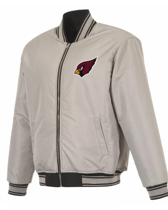 Arizona Cardinals Black/Gray Full-Zip Reversible Flight Jacket Arizona Cardinals Black/Gray Full-Zip Reversible Flight Jacket