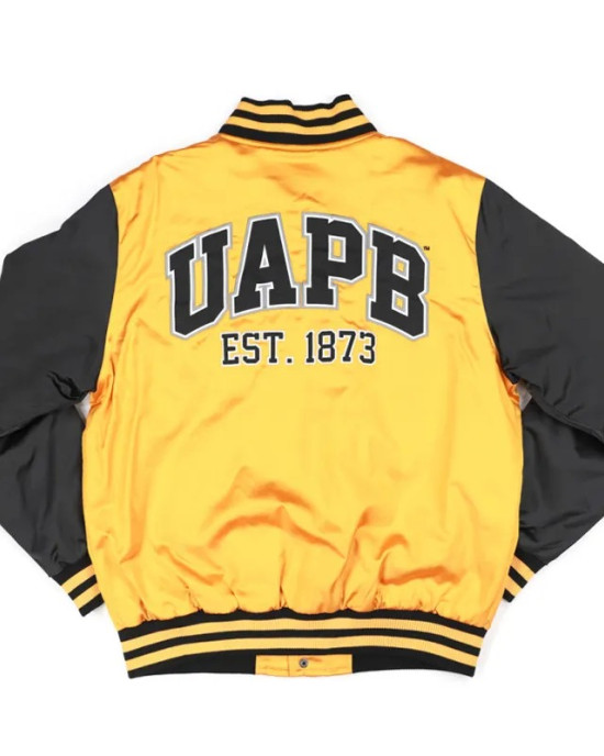 Arkansas Pine Bluff Gold and Black Baseball Jacket Arkansas Pine Bluff Gold and Black Baseball Jacket