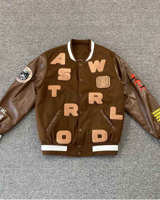 Astro World Brown Varsity Jacket Astro World Brown Varsity Jacket