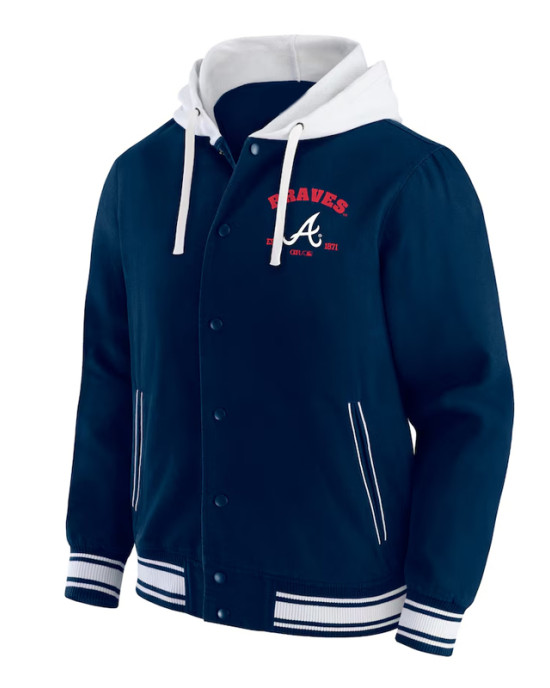 Atlanta Braves Navy Cotton Hooded Jacket