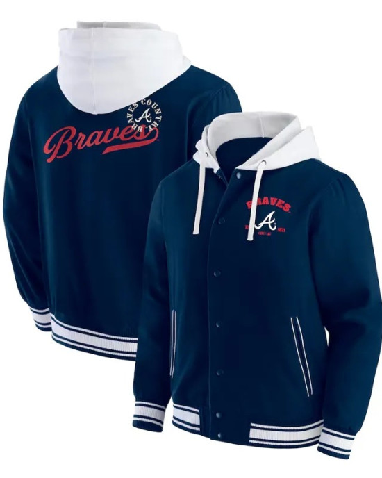 Atlanta Braves Navy Cotton Hooded Jacket
