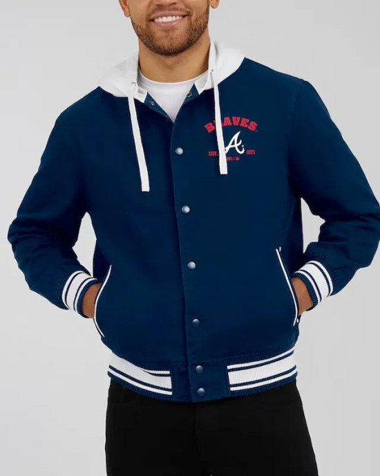 Atlanta Braves Navy Cotton Hooded Jacket