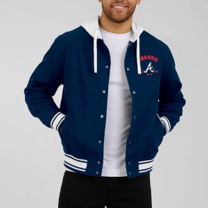 Atlanta Braves Navy Cotton Hooded Jacket
