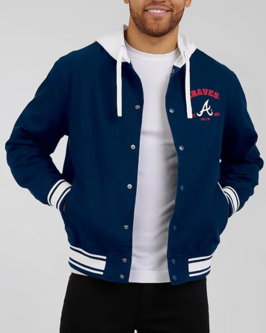 Atlanta Braves Navy Cotton Hooded Jacket