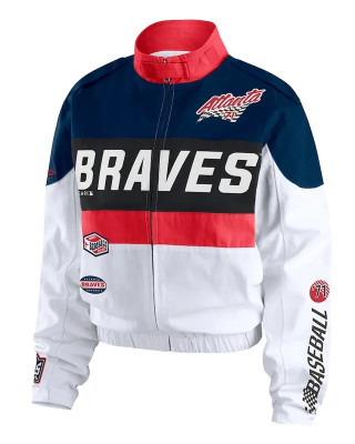 Atlanta Braves Racing Navy/White Full-Zip Jacket