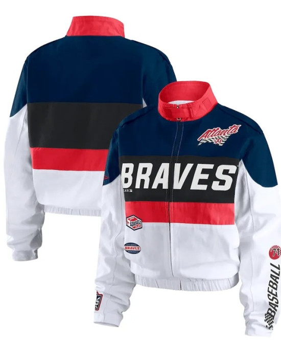 Atlanta Braves Racing Navy/White Full-Zip Jacket