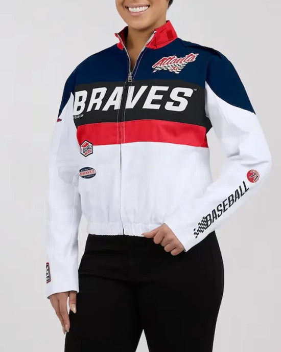 Atlanta Braves Racing Navy/White Full-Zip Jacket