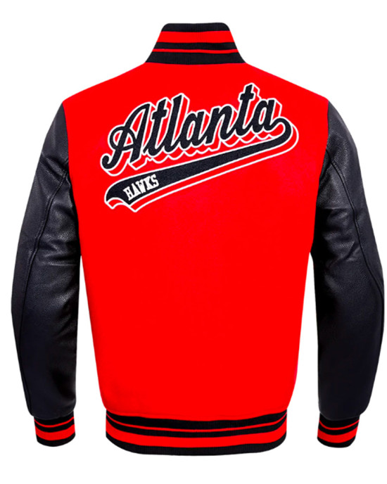 Atlanta Hawks Script Tail Classic Rib Varsity Jacket Atlanta Hawks Script Tail Classic Rib Varsity Jacket