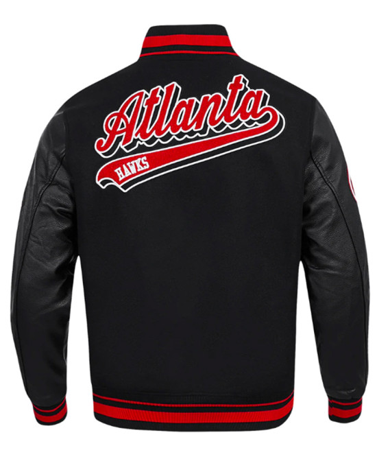 Atlanta Hawks Script Tail Classic Rib Varsity Jacket Atlanta Hawks Script Tail Classic Rib Varsity Jacket