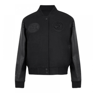 Atlanta Hawks Triple Black Varsity Wool and Leather Jacket