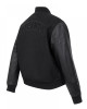 Atlanta Hawks Triple Black Varsity Wool and Leather Jacket Atlanta Hawks Triple Black Varsity Wool and Leather Jacket