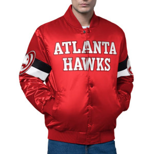Atlanta Hawks Triple Option Varsity Satin Jacket